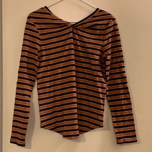 PACT Easy Slub Twist Back Long Sleeve Shirt in Harvest Stripe - Picture 3 of 7